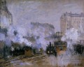 Extérieur de la gare Saint Lazare Arrivée d’un train Claude Monet